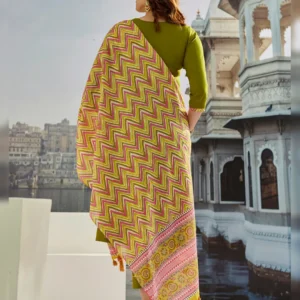 Elegant Muslin Cotton Embroidered Kurta Set with Chanderi Cotton Dupatta