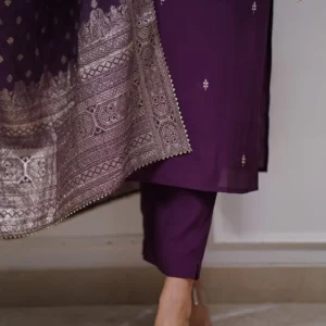 Premium PV Chanderi Embroidered Kurta Set with Cotton Jacquard Dupatta