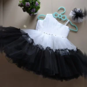 Elegant One-Shoulder Heavy Net Flared Dress