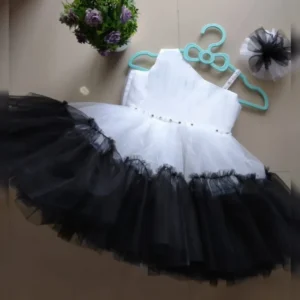 Elegant One-Shoulder Heavy Net Flared Dress