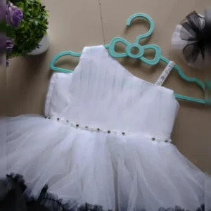 Elegant One-Shoulder Heavy Net Flared Dress