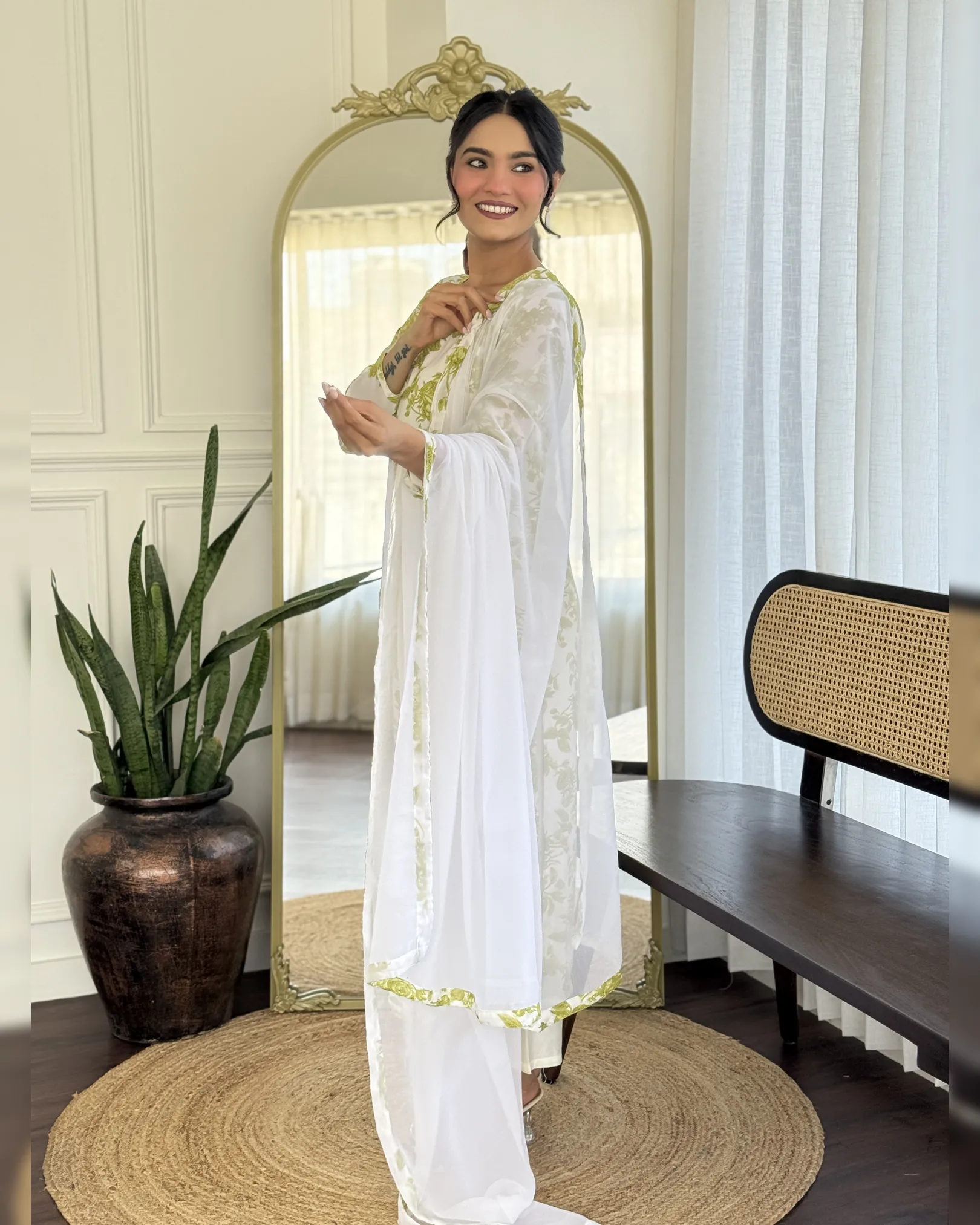 Elegant Printed Georgette Kurta with Chanderi Silk Pant & Dupatta Set - Image 6