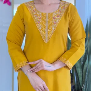 Elegant Chanderi Silk Embroidered Suit with Pure Linen Dupatta