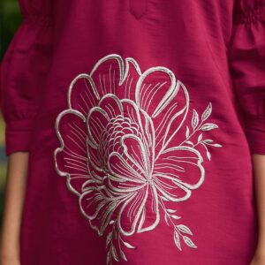Radiant Rayon Duo: Middle Embroidery Two-Piece Set