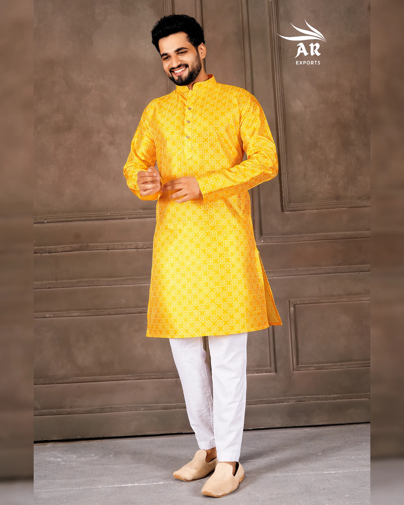 Exclusive Digital Print Men’s Kurta Pyjama Set with Raymond Cotton Bottom - Image 6