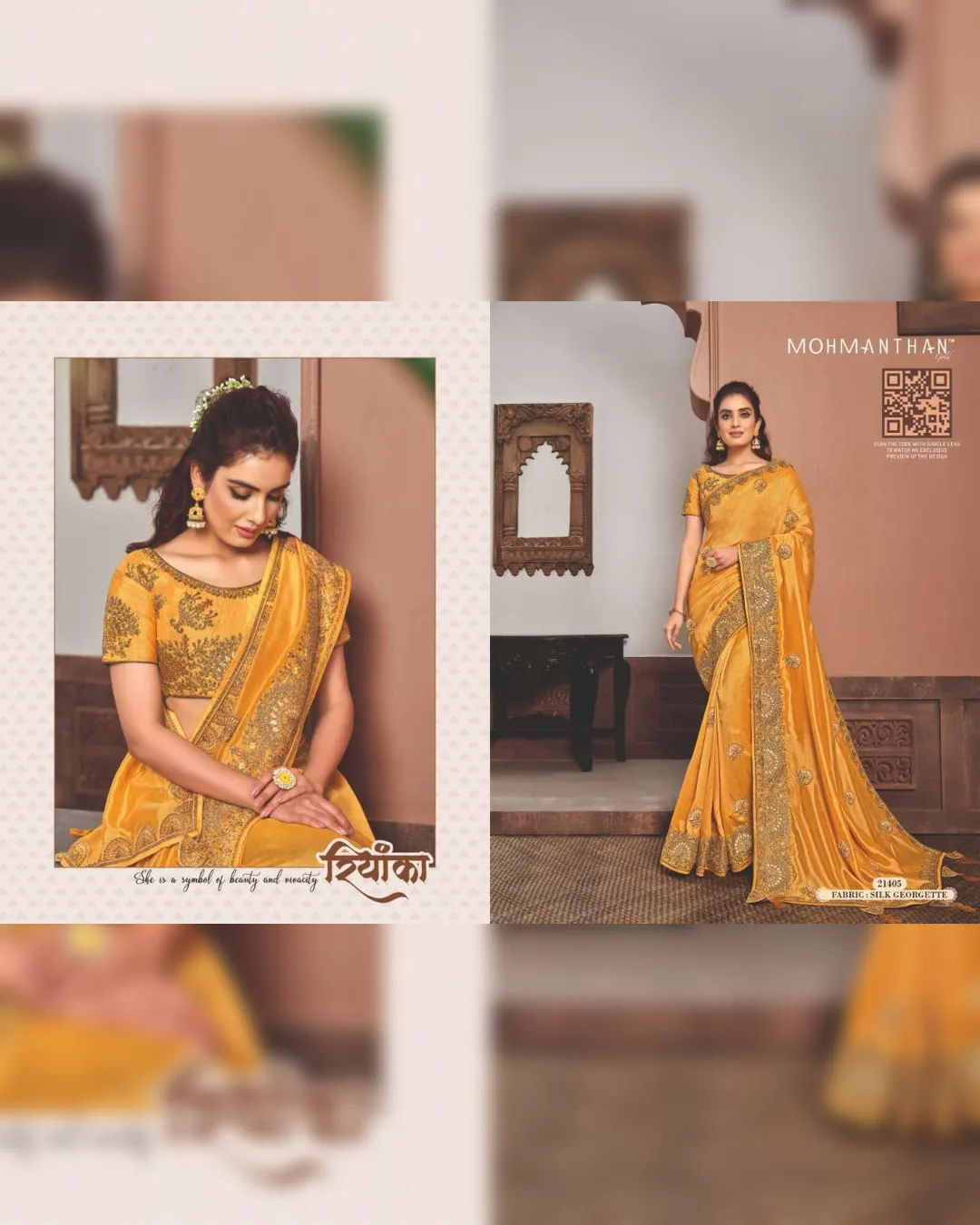 MOHMANTHAN 21400 SHARVARI : Elegant Silk Georgette Saree with Raw Silk Blouse - Image 2