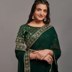 Video Player Majestic Opulence: Zariwork Chinon Designer Saree