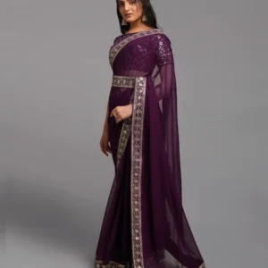 Video Player Majestic Opulence: Zariwork Chinon Designer Saree