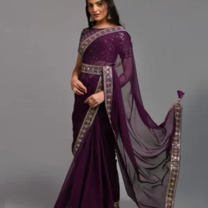 Video Player Majestic Opulence: Zariwork Chinon Designer Saree