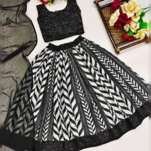 Trending Digital Print and Sequins Embroidered Lehenga-Blouse with Dupatta