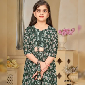 Ethnic Kids Wear 3-Piece Indo-Western Set – Digital Printed Maslin Silk