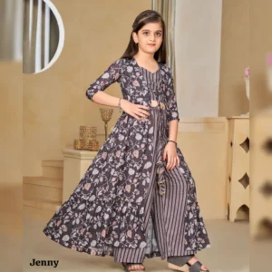 Ethnic Kids Wear 3-Piece Indo-Western Set – Digital Printed Maslin Silk
