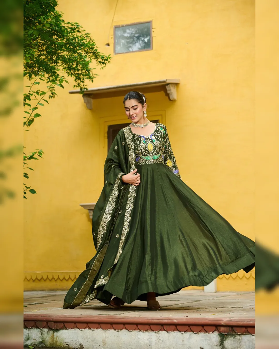 Premium Vichitra Gown & Dupatta Set – Multi Thread & Zari Embroidery Work - Image 10