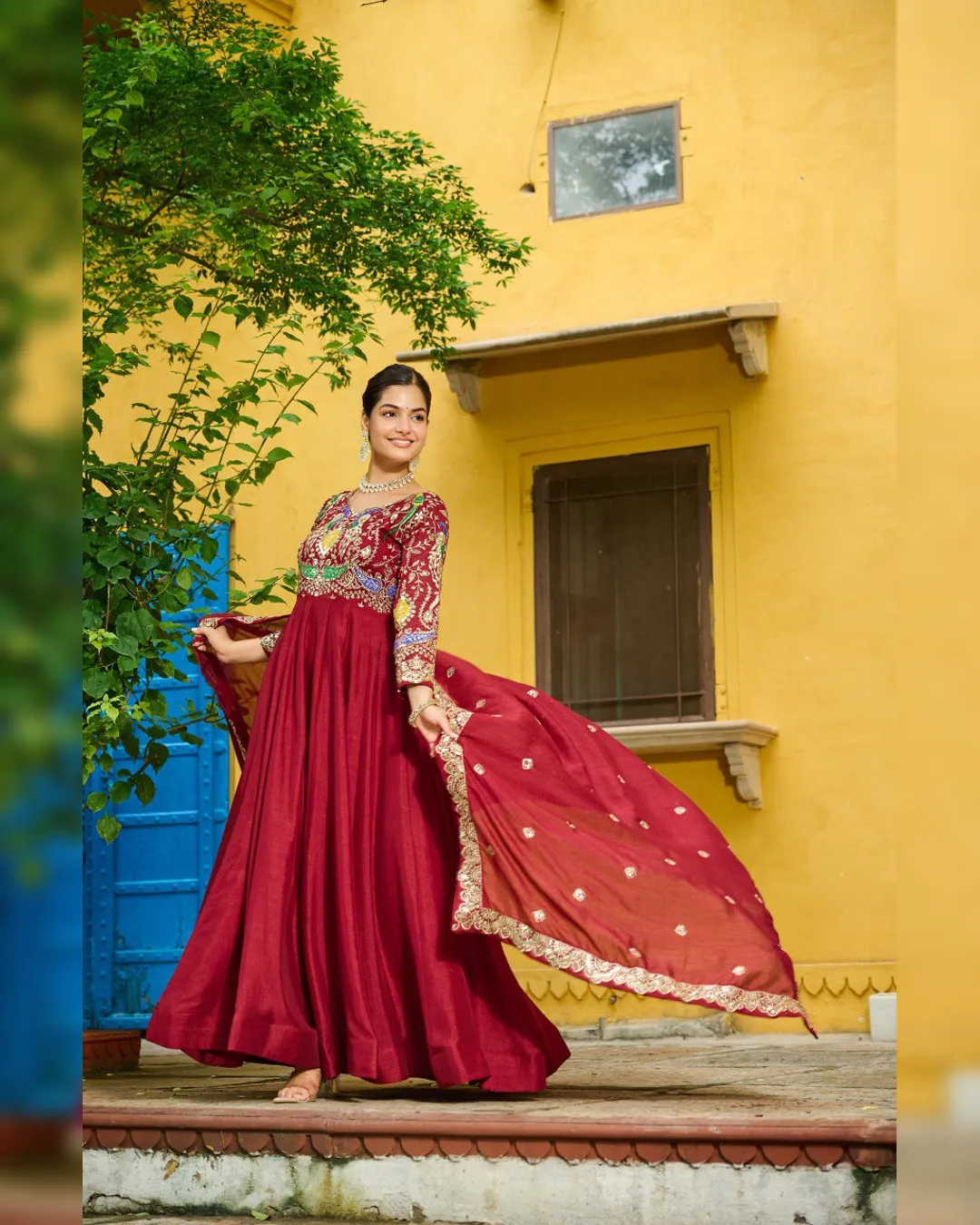 Premium Vichitra Gown & Dupatta Set – Multi Thread & Zari Embroidery Work - Image 8