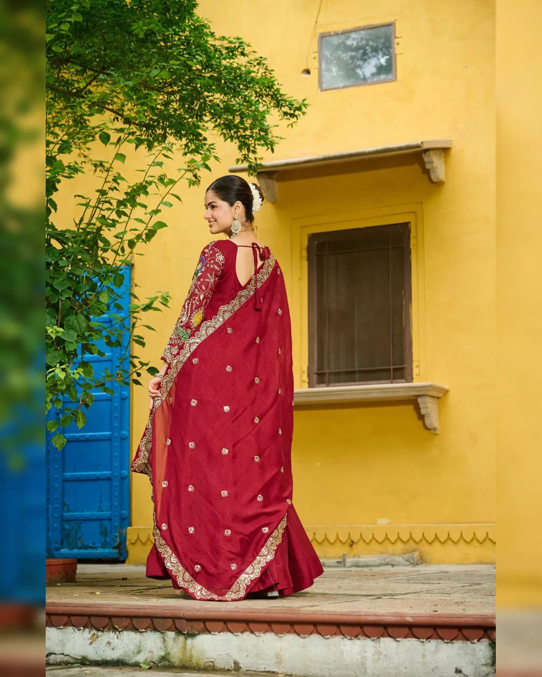 Premium Vichitra Gown & Dupatta Set – Multi Thread & Zari Embroidery Work - Image 7