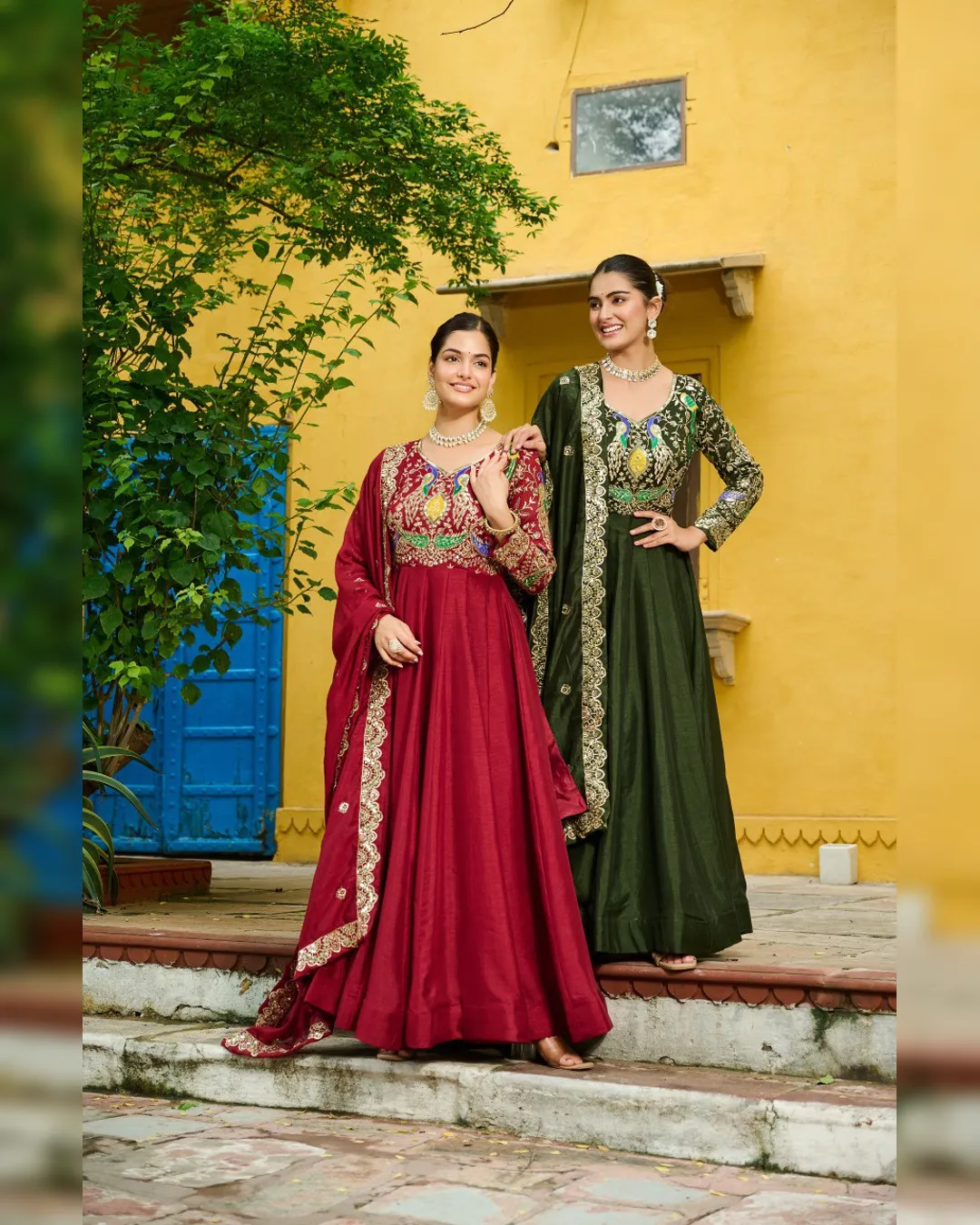 Premium Vichitra Gown & Dupatta Set – Multi Thread & Zari Embroidery Work - Image 2
