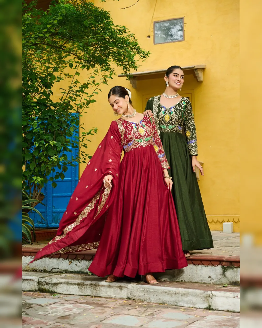 Premium Vichitra Gown & Dupatta Set – Multi Thread & Zari Embroidery Work - Image 3