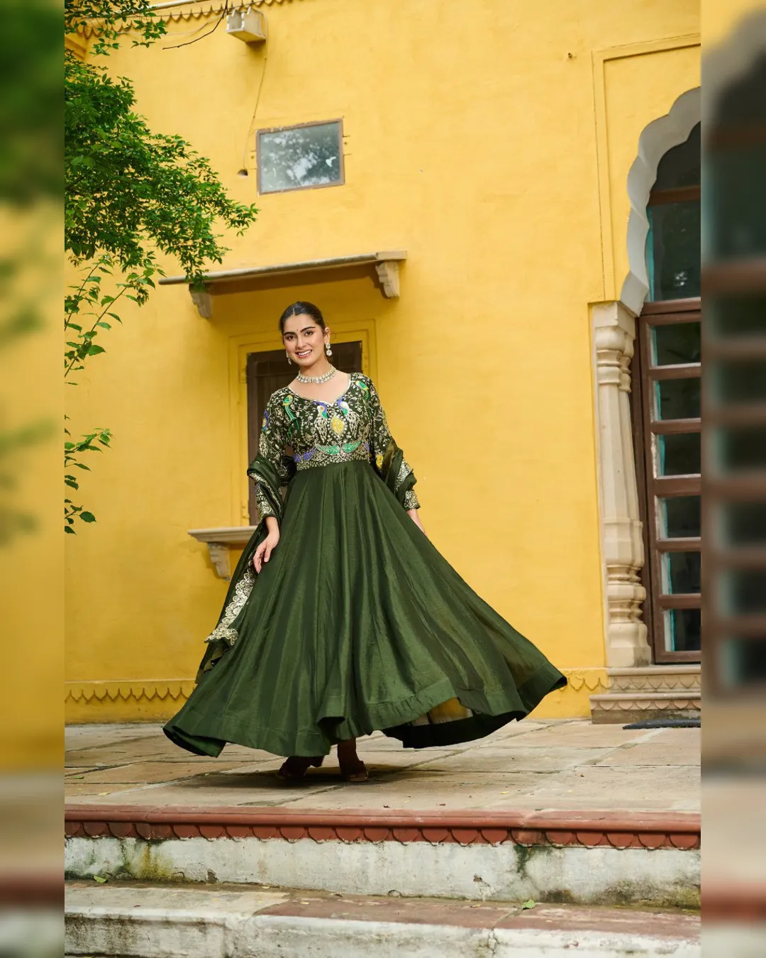 Premium Vichitra Gown & Dupatta Set – Multi Thread & Zari Embroidery Work - Image 12
