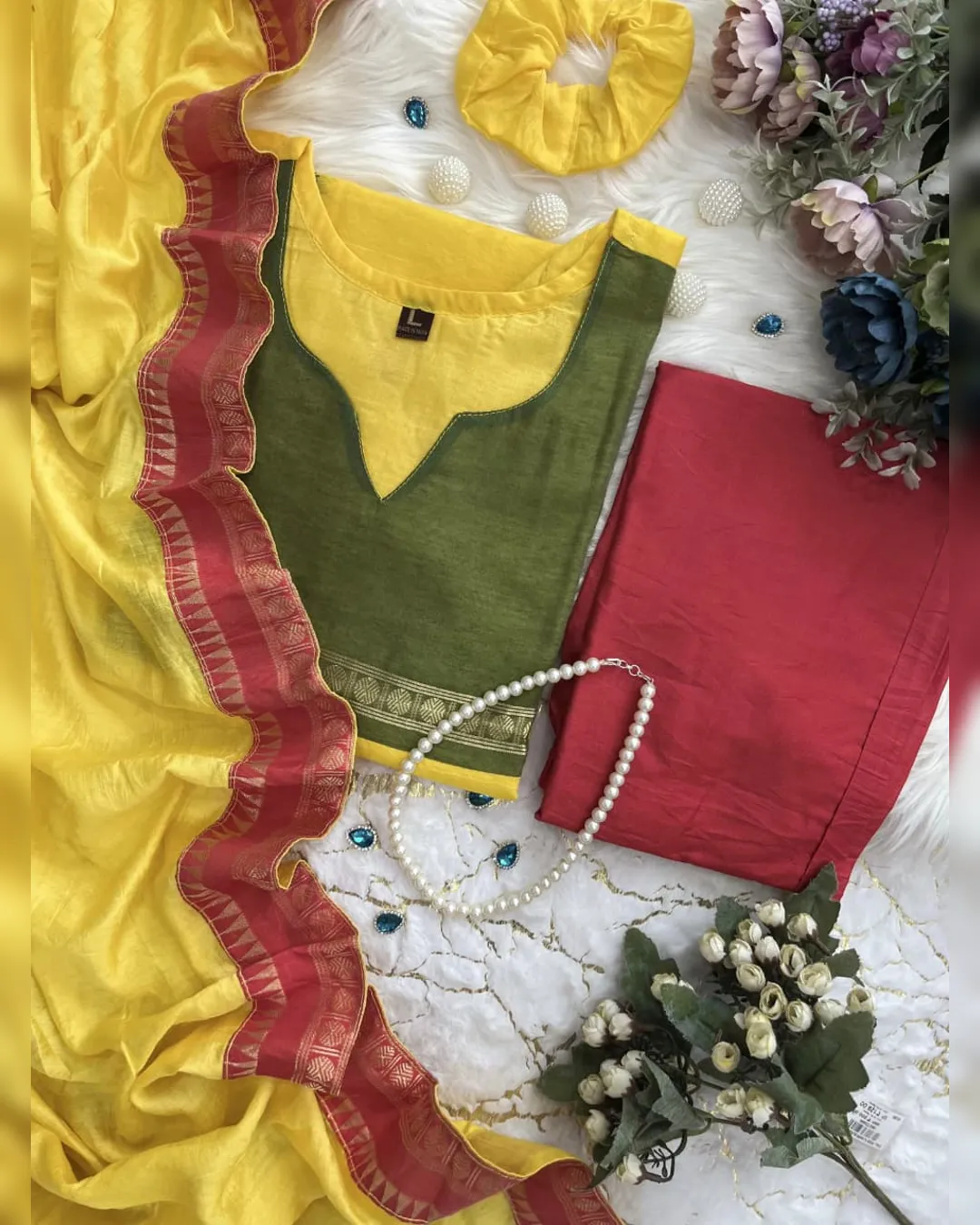 Kanchi Cotton South-Inspired Three – Piece Suit Set - Image 3