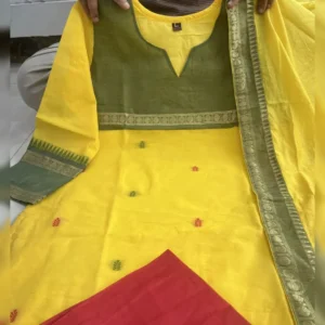 Kanchi Cotton South-Inspired Three – Piece Suit Set