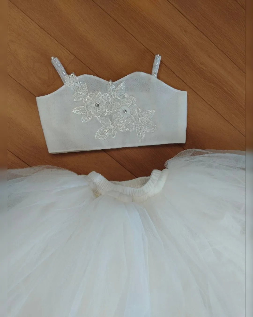 Elegant White Heavy Net Skirt and Top Set - Image 5