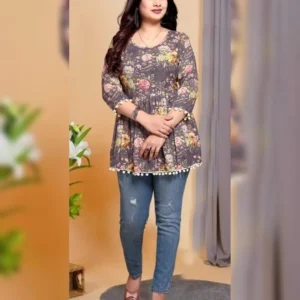 Sapnaaz Collection Daily Wear Jaipuri Printed Cotton Rayon Tunic Tops
