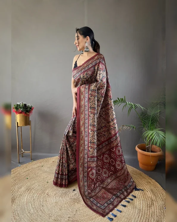 Elegant Semi Silk Saree with Digital Print Design - Image 9