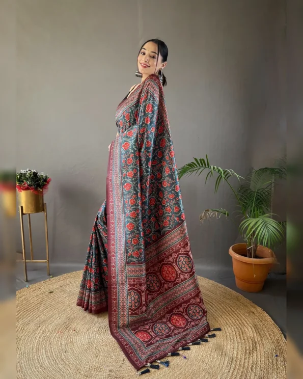 Elegant Semi Silk Saree with Digital Print Design - Image 7
