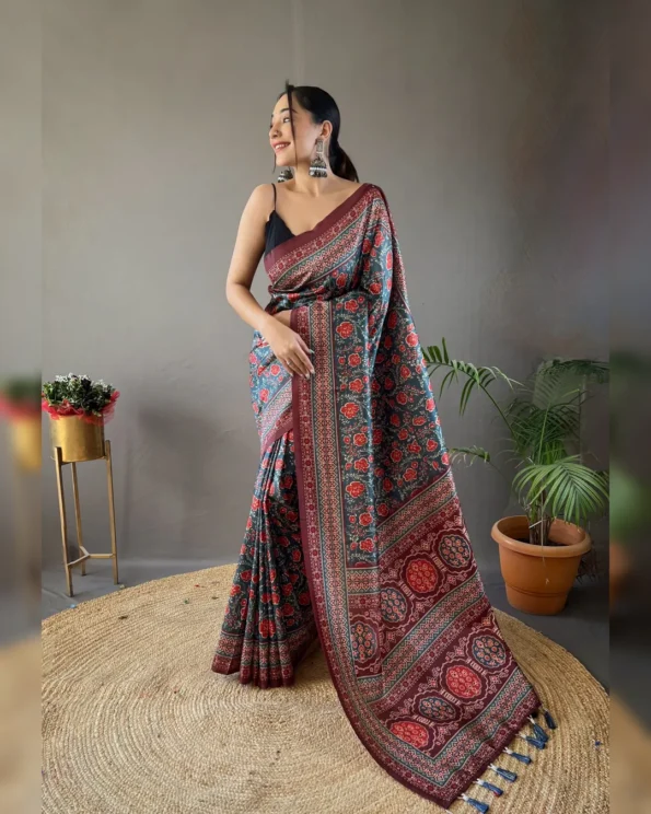 Elegant Semi Silk Saree with Digital Print Design - Image 11