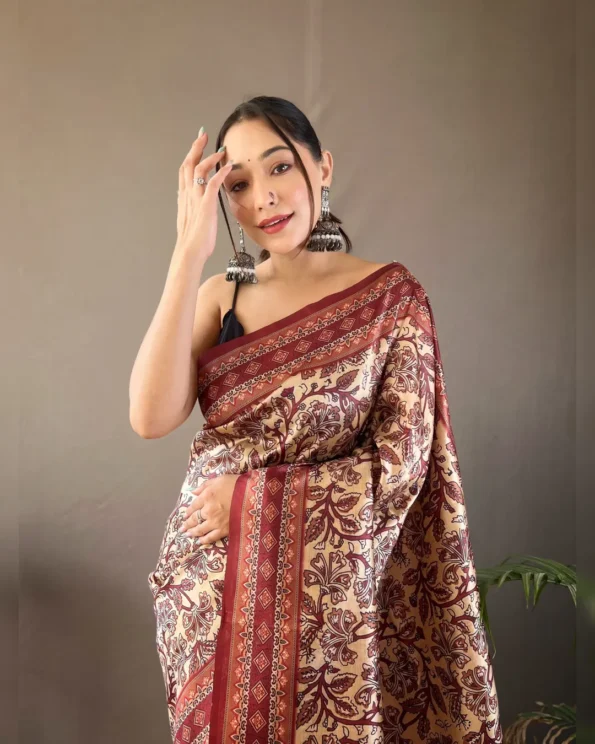Elegant Semi Silk Saree with Digital Print Design - Image 6