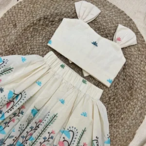 Off-White Cotton Skirt Top Set