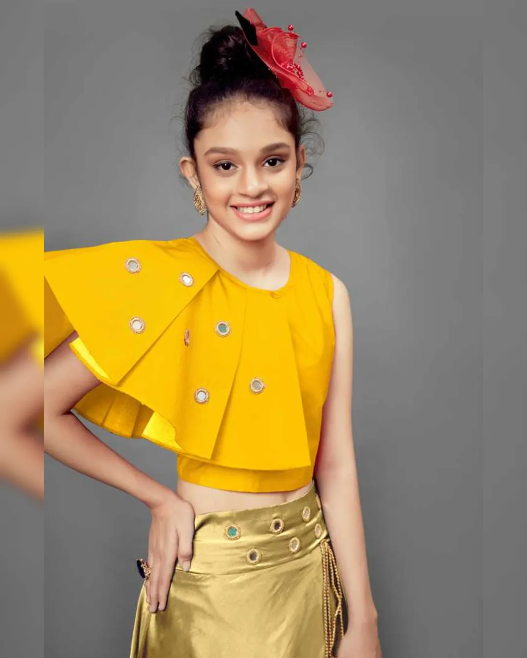 Sparkling Mirror Embellished Girls’ Lengha Choli - Image 9