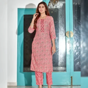 Women’s Cotton Blend Digital Print Kurta with Pant Set