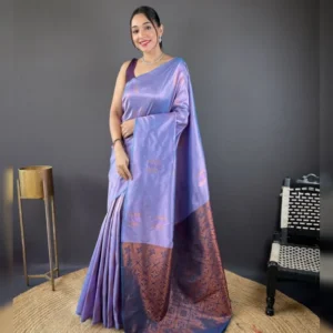 Elegant Pattu Base Saree with Copper Weaving Border & Motifs