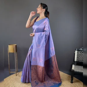 Elegant Pattu Base Saree with Copper Weaving Border & Motifs