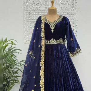New Designer Winter Collection – Velvet Gown, Pant & Dupatta Set