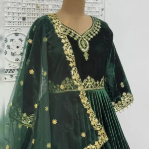 New Designer Winter Collection – Velvet Gown, Pant & Dupatta Set