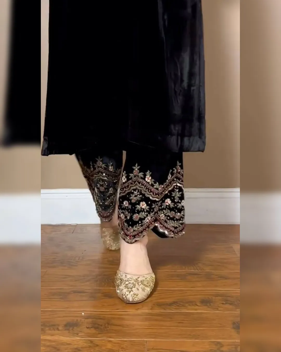 Winter Special Viscose Velvet Thread & Sequins Work Top and Pant Set - Image 12