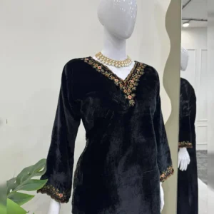 Winter Special Viscose Velvet Thread & Sequins Work Top and Pant Set