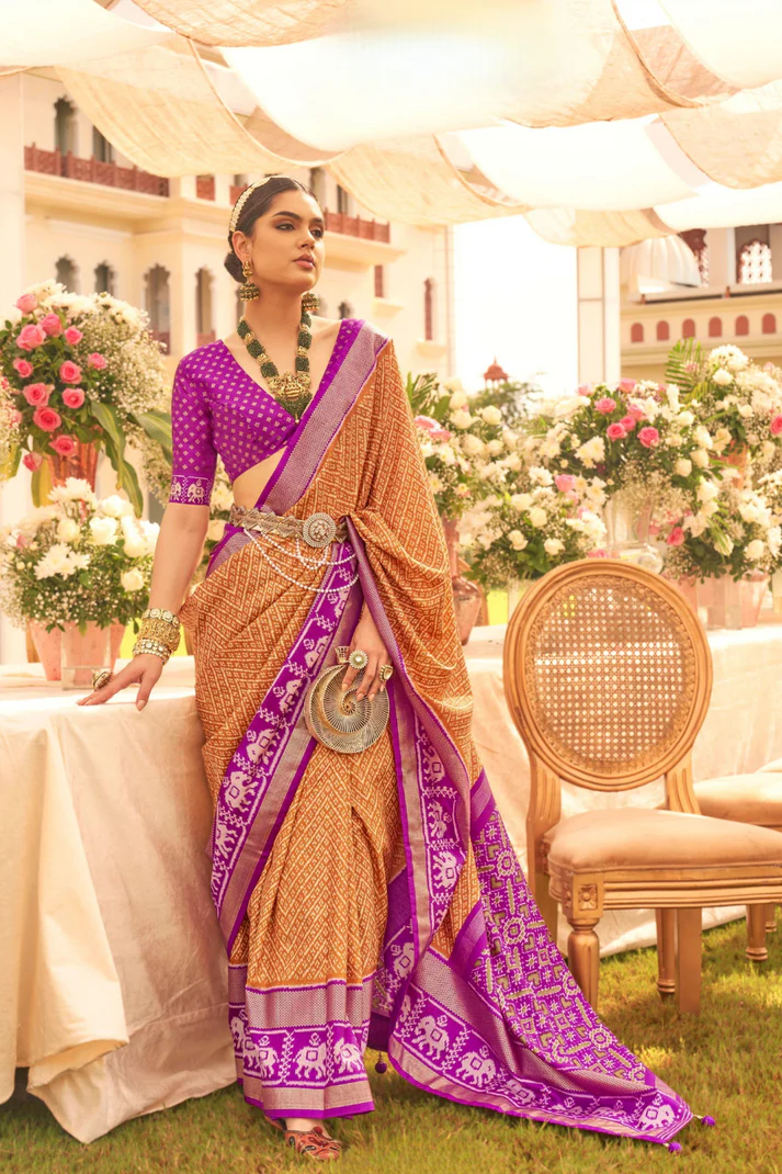 Premium Mercerized Silk Saree with Patola Motifs - Image 12