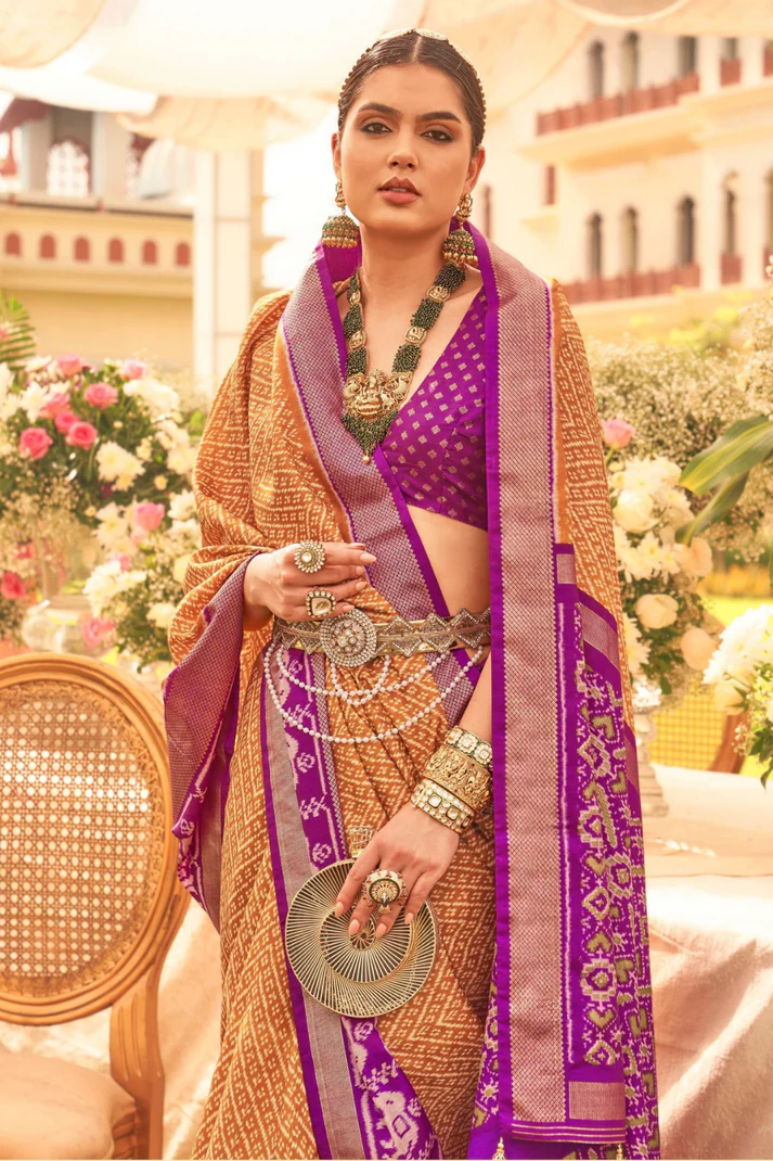 Premium Mercerized Silk Saree with Patola Motifs - Image 15