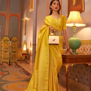 Elegant Kanjivaram Satin Silk Saree with Zari Shine Weaving