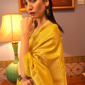 Elegant Kanjivaram Satin Silk Saree with Zari Shine Weaving