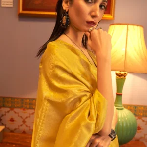 Elegant Kanjivaram Satin Silk Saree with Zari Shine Weaving