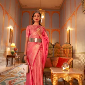 Elegant Kanjivaram Satin Silk Saree with Zari Shine Weaving