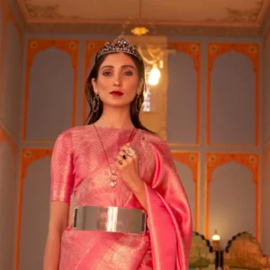 Elegant Kanjivaram Satin Silk Saree with Zari Shine Weaving