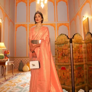 Elegant Kanjivaram Satin Silk Saree with Zari Shine Weaving