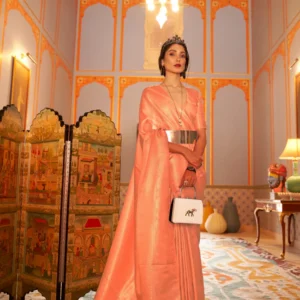 Elegant Kanjivaram Satin Silk Saree with Zari Shine Weaving