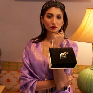 Elegant Kanjivaram Satin Silk Saree with Zari Shine Weaving