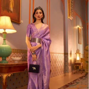 Elegant Kanjivaram Satin Silk Saree with Zari Shine Weaving